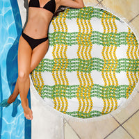 Aloha Hawaii Ilima Maile Lei Beach Blanket Palaka Inspired Hawaiian-plaid White
