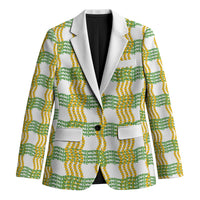 Aloha Hawaii Ilima Maile Lei Blazer Palaka Inspired Hawaiian-plaid White