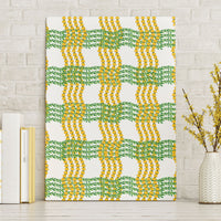 Aloha Hawaii Ilima Maile Lei Canvas Wall Art Palaka Inspired Hawaiian-plaid White