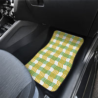 Aloha Hawaii Ilima Maile Lei Car Mats Palaka Inspired Hawaiian-plaid White