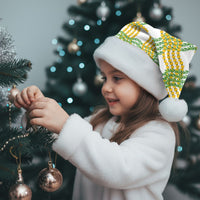 Aloha Hawaii Ilima Maile Lei Christmas Santa Hat Palaka Inspired Hawaiian-plaid White