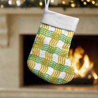 Aloha Hawaii Ilima Maile Lei Christmas Stocking Palaka Inspired Hawaiian-plaid White