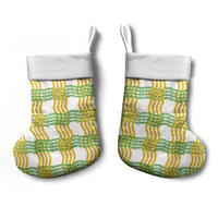 Aloha Hawaii Ilima Maile Lei Christmas Stocking Palaka Inspired Hawaiian-plaid White