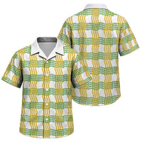 Aloha Hawaii Ilima Maile Lei Family Matching Off Shoulder Short Dress and Hawaiian Shirt Palaka Inspired Hawaiian-plaid White