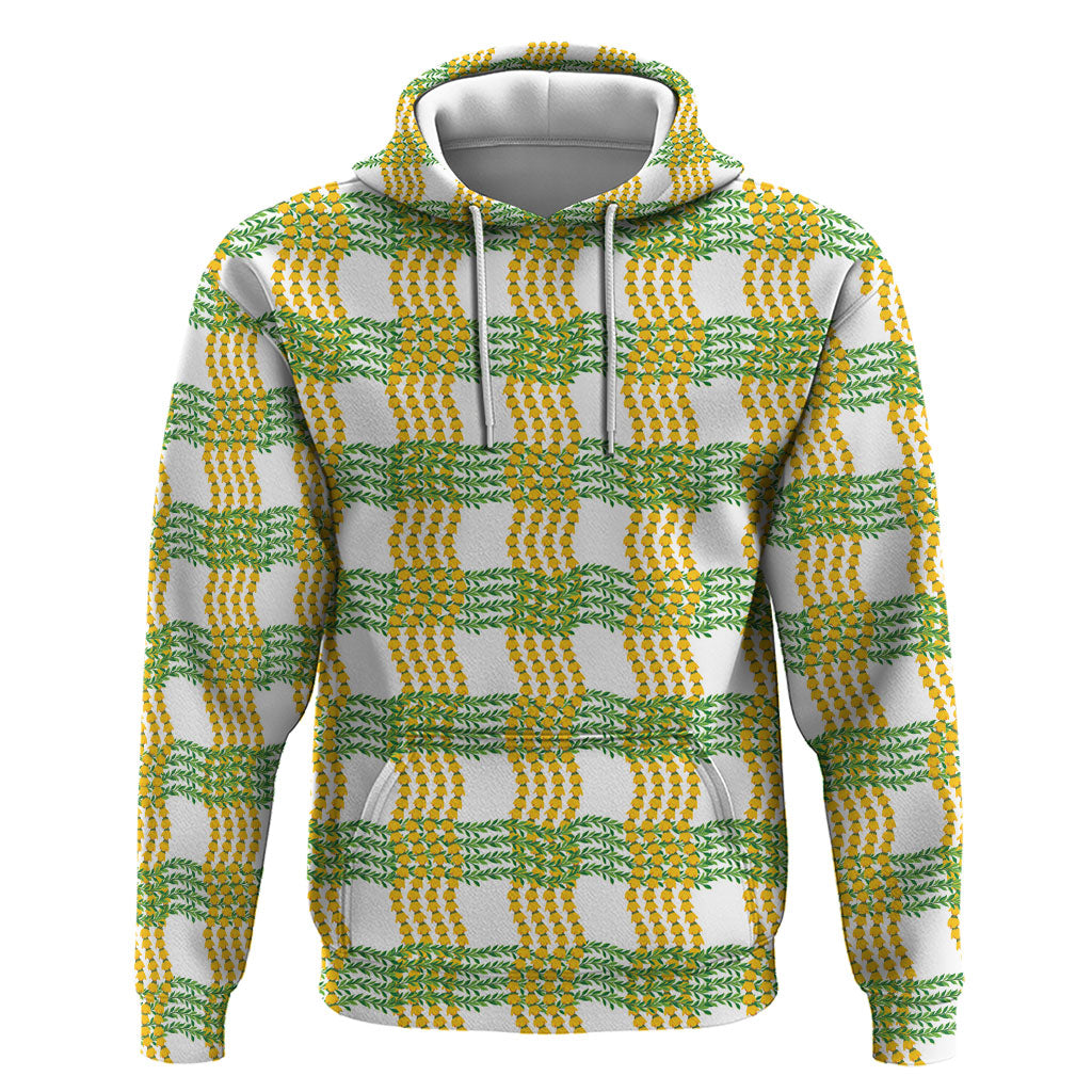 Aloha Hawaii Ilima Maile Lei Hoodie Palaka Inspired Hawaiian-plaid White