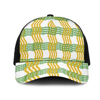 Aloha Hawaii Ilima Maile Lei Mesh Trucker Cap Palaka Inspired Hawaiian-plaid White