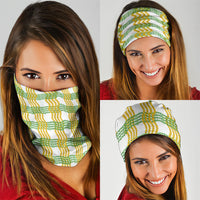 Aloha Hawaii Ilima Maile Lei Neck Gaiter Palaka Inspired Hawaiian-plaid White