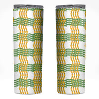 Aloha Hawaii Ilima Maile Lei Skinny Tumbler Palaka Inspired Hawaiian-plaid White