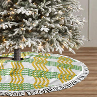 Aloha Hawaii Ilima Maile Lei Tree Skirt Palaka Inspired Hawaiian-plaid White