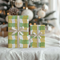 Aloha Hawaii Ilima Maile Lei Wrapping Paper Palaka Inspired Hawaiian-plaid White