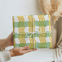 Aloha Hawaii Ilima Maile Lei Wrapping Paper Palaka Inspired Hawaiian-plaid White