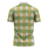 Aloha Hawaii Ilima Maile Lei Zipper Polo Shirt Palaka Inspired Hawaiian-plaid White