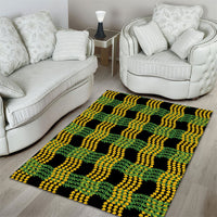 Aloha Hawaii Ilima Maile Lei Area Rug Palaka Inspired Hawaiian-plaid Black