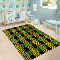 Aloha Hawaii Ilima Maile Lei Area Rug Palaka Inspired Hawaiian-plaid Black
