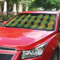 Aloha Hawaii Ilima Maile Lei Auto Sun Shade Palaka Inspired Hawaiian-plaid Black