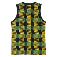 Aloha Hawaii Ilima Maile Lei Basketball Jersey Palaka Inspired Hawaiian-plaid Black