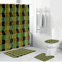 Aloha Hawaii Ilima Maile Lei Bathroom Set Palaka Inspired Hawaiian-plaid Black