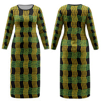 Aloha Hawaii Ilima Maile Lei Couples Matching Long Sleeve Bodycon Dress and Hawaiian Shirt Palaka Inspired Hawaiian-plaid Black