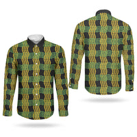Aloha Hawaii Ilima Maile Lei Couples Matching Long Sleeve Bodycon Dress and Long Sleeve Button Shirt Palaka Inspired Hawaiian-plaid Black