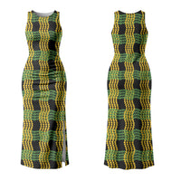 Aloha Hawaii Ilima Maile Lei Family Matching Tank Maxi Dress and Hawaiian Shirt Palaka Inspired Hawaiian-plaid Black