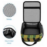 Aloha Hawaii Ilima Maile Lei Lunch Bag Palaka Inspired Hawaiian-plaid Black