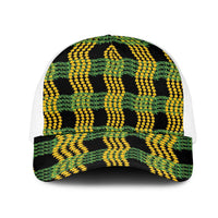 Aloha Hawaii Ilima Maile Lei Mesh Trucker Cap Palaka Inspired Hawaiian-plaid Black