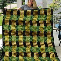 Aloha Hawaii Ilima Maile Lei Quilt Palaka Inspired Hawaiian-plaid Black