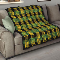 Aloha Hawaii Ilima Maile Lei Quilt Palaka Inspired Hawaiian-plaid Black