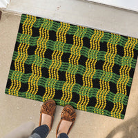 Aloha Hawaii Ilima Maile Lei Rubber Doormat Palaka Inspired Hawaiian-plaid Black