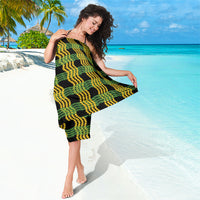 Aloha Hawaii Ilima Maile Lei Sarong Palaka Inspired Hawaiian-plaid Black