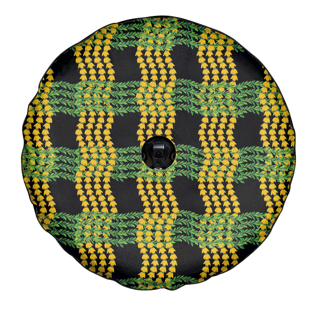 Aloha Hawaii Ilima Maile Lei Spare Tire Cover Palaka Inspired Hawaiian-plaid Black