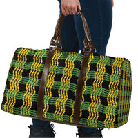 Aloha Hawaii Ilima Maile Lei Travel Bag Palaka Inspired Hawaiian-plaid Black
