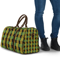 Aloha Hawaii Ilima Maile Lei Travel Bag Palaka Inspired Hawaiian-plaid Black