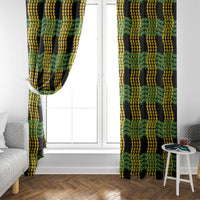 Aloha Hawaii Ilima Maile Lei Window Curtain Palaka Inspired Hawaiian-plaid Black