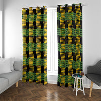 Aloha Hawaii Ilima Maile Lei Window Curtain Palaka Inspired Hawaiian-plaid Black