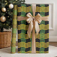 Aloha Hawaii Ilima Maile Lei Wrapping Paper Palaka Inspired Hawaiian-plaid Black