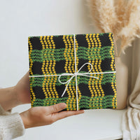 Aloha Hawaii Ilima Maile Lei Wrapping Paper Palaka Inspired Hawaiian-plaid Black