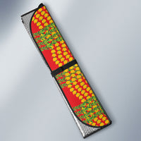 Aloha Hawaii Ilima Maile Lei Auto Sun Shade Palaka Inspired Hawaiian-plaid Red