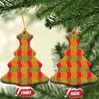Aloha Hawaii Ilima Maile Lei Ceramic Ornament Palaka Inspired Hawaiian-plaid Red