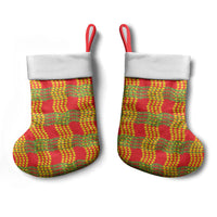 Aloha Hawaii Ilima Maile Lei Christmas Stocking Palaka Inspired Hawaiian-plaid Red
