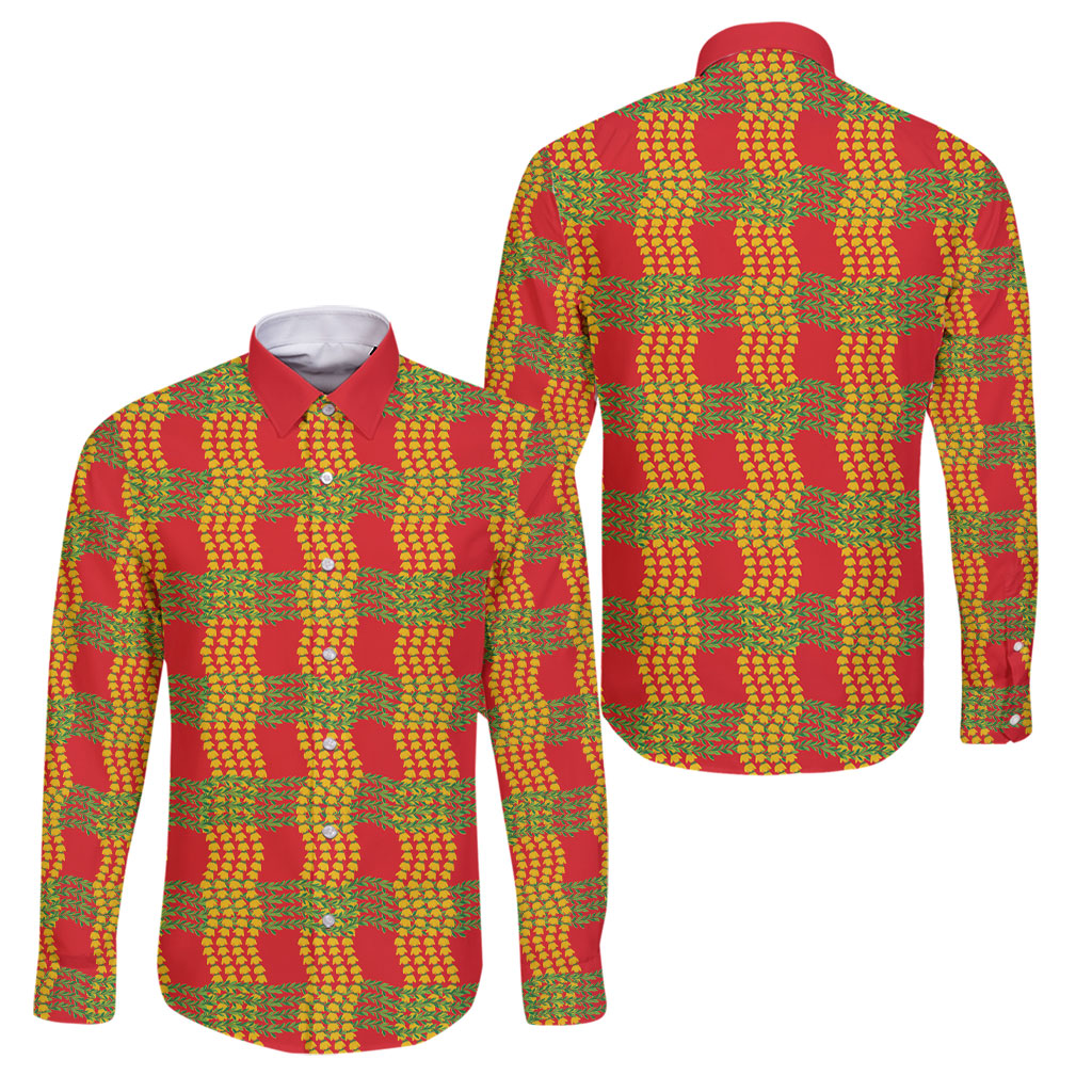 Aloha Hawaii Ilima Maile Lei Family Matching Off Shoulder Short Dress and Hawaiian Shirt Palaka Inspired Hawaiian-plaid Red