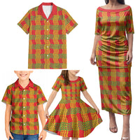 Aloha Hawaii Ilima Maile Lei Family Matching Puletasi and Hawaiian Shirt Palaka Inspired Hawaiian-plaid Red