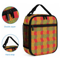 Aloha Hawaii Ilima Maile Lei Lunch Bag Palaka Inspired Hawaiian-plaid Red
