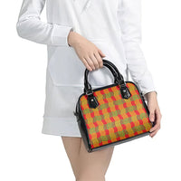 Aloha Hawaii Ilima Maile Lei Shoulder Handbag Palaka Inspired Hawaiian-plaid Red