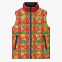 Aloha Hawaii Ilima Maile Lei Sleeveless Puffer Jacket Palaka Inspired Hawaiian-plaid Red
