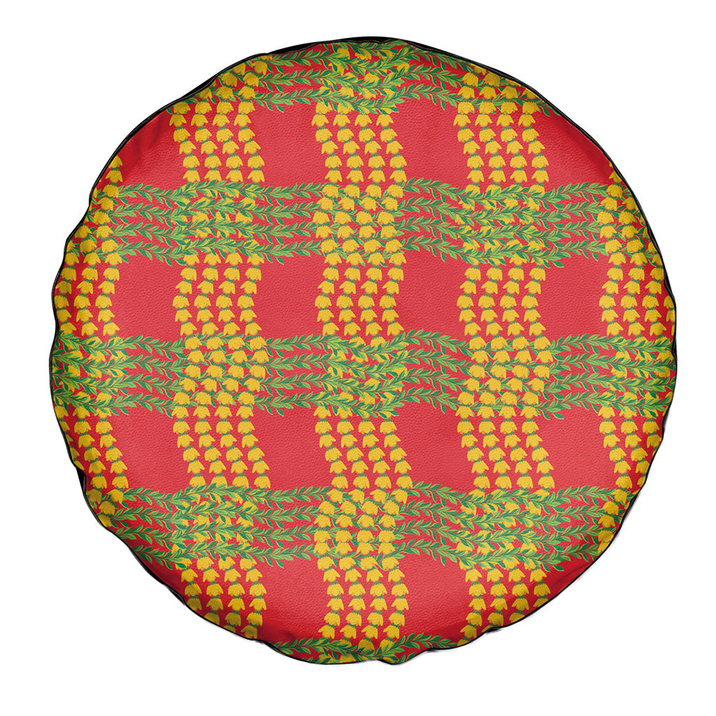 Aloha Hawaii Ilima Maile Lei Spare Tire Cover Palaka Inspired Hawaiian-plaid Red