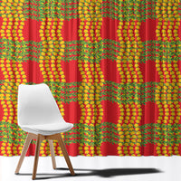 Aloha Hawaii Ilima Maile Lei Window Curtain Palaka Inspired Hawaiian-plaid Red