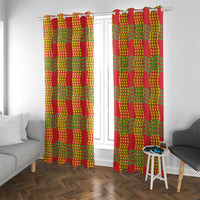 Aloha Hawaii Ilima Maile Lei Window Curtain Palaka Inspired Hawaiian-plaid Red