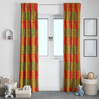 Aloha Hawaii Ilima Maile Lei Window Curtain Palaka Inspired Hawaiian-plaid Red