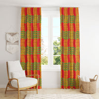 Aloha Hawaii Ilima Maile Lei Window Curtain Palaka Inspired Hawaiian-plaid Red